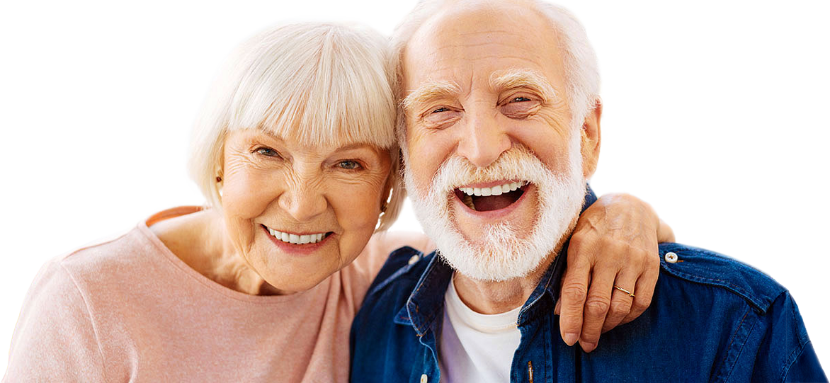 Smiling senior couple representing coordinated non-medical in-home senior support that promotes independence and confidence