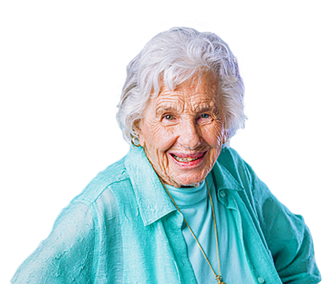 Smiling older woman representing clear guidance and peace of mind around senior home safety